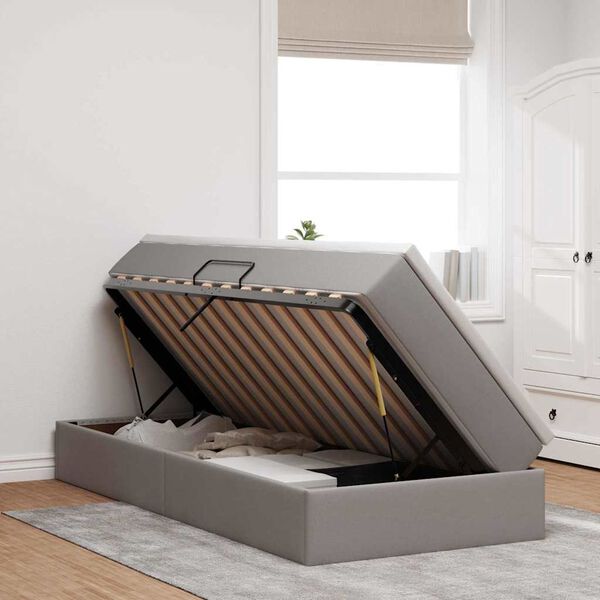 vidaXL Voodi hoiukohaga ja madratsiga Pruunikashall 100 x 200 cm