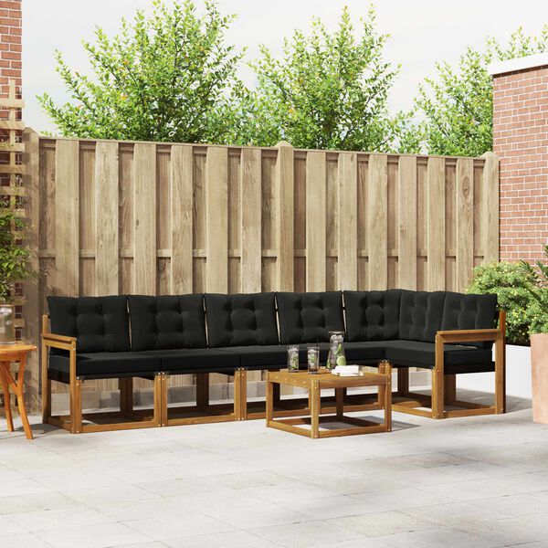 vidaXL V&auml;li diivanikomplekt padjaga 7 pcs Looduslik ja must