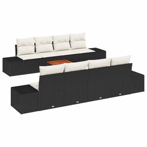 vidaXL Aia Diivanikomplekt padjaga 9 pcs Must pol&uuml;rotang