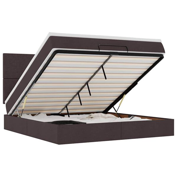 vidaXL Ottomani voodiraam madratsiga, tumepruun, 160x200 cm, kangas