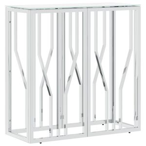 vidaXL konsoollaud, hõbedane, 70x30x70 cm, roostevaba teras ja klaas