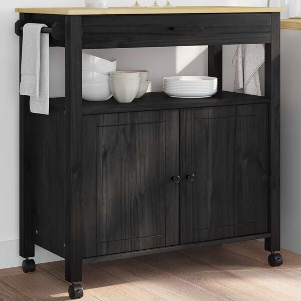 vidaXL Köögikäru Üksvärviline Must 88,5 x 40 x 48 cm