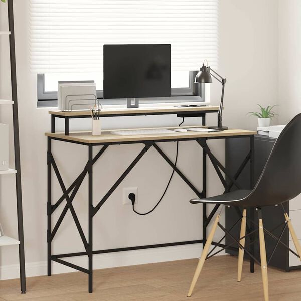 vidaXL Laud LED -ribatuledega Sonoma tamm 100 x 50 x 86,5 cm Tehispuit