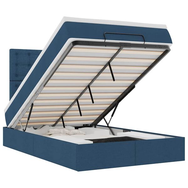 vidaXL Ottomani voodi madratsi ja LED, sinine, 120x190cm, kangas