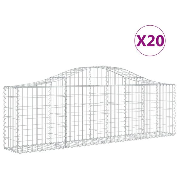 vidaXL kaarekujulised gabioonkorvid 20 tk, 200x30x60/80 cm, raud