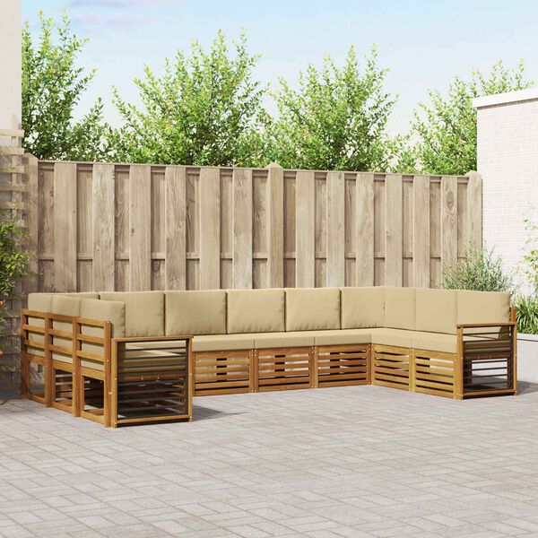 vidaXL Diivanikomplektid 10 pcs Looduslik ja beež Tugev akatsiapuu