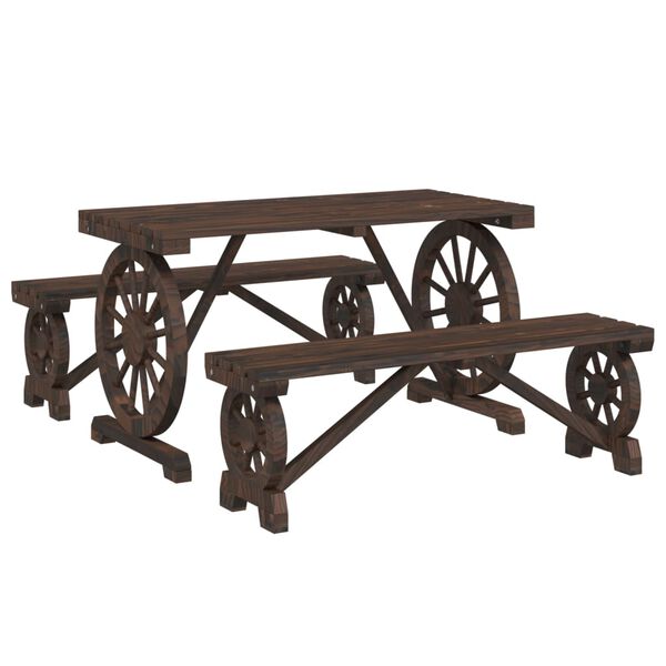 vidaXL 3-osaline aia söögimööbli komplekt, nulupuit