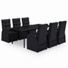 vidaXL 7-osaline aiamööbli komplekt patjadega, must