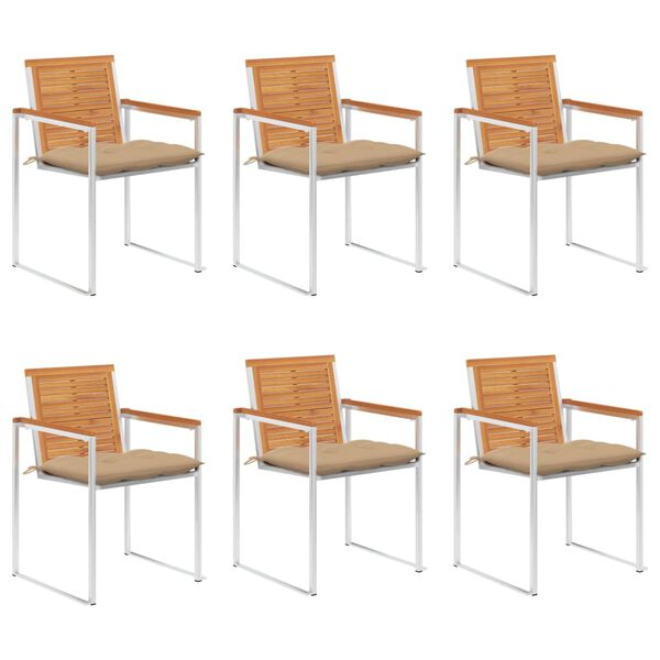 vidaXL aiatoolid patjadega, 6 tk, akaatsiapuit