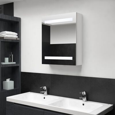 vidaXL LED vannitoa peegelkapp, läikega valge, 50x14x60 cm