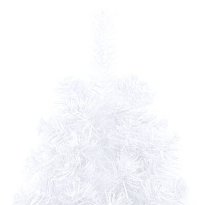 vidaXL valgustusega poolik kunstkuusk alusega, valge, 180 cm