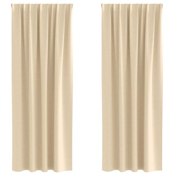 vidaXL Kardinad r&otilde;ngastega 2 pcs cream 245 x 140 cm Pol&uuml;ester
