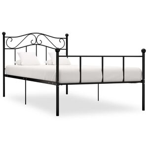vidaXL voodiraam must metallist 90 x 200 cm