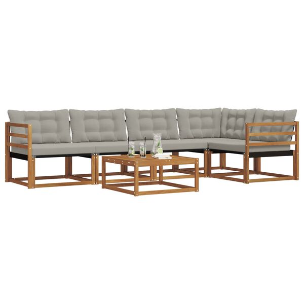 vidaXL V&auml;li diivanikomplekt padjaga 6 pcs Looduslik ja Hele Hall