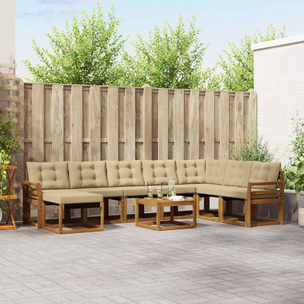 vidaXL V&auml;li diivanikomplekt padjaga 9 pcs Looduslik ja beež