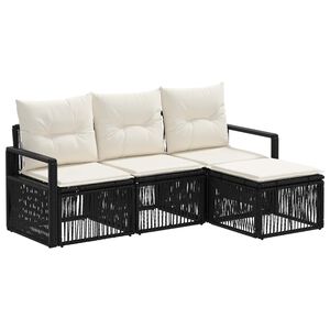 vidaXL Aia Diivanikomplekt 4 pcs Must pol&uuml;rotang