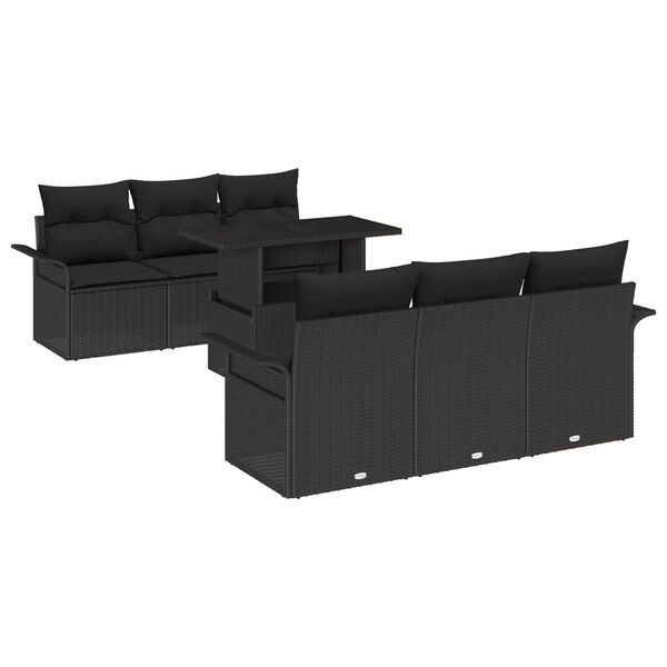 vidaXL Aia Diivanikomplekt padjaga 7 pcs Must Pol&uuml; Rattan