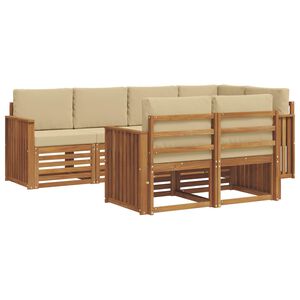 vidaXL Nurgadiivanikomplekt padjaga 7 pcs Looduslik ja beež