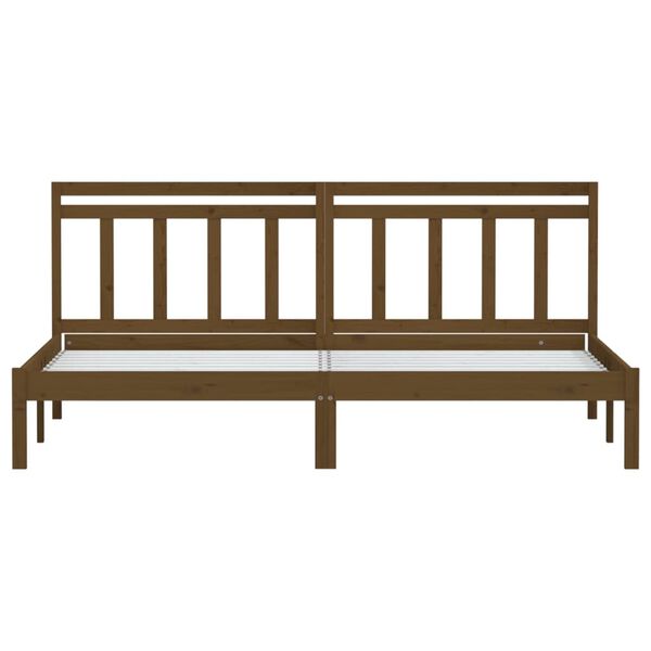 vidaXL voodiraam, meepruun, täismännipuit, 200 x 200 cm