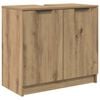 vidaXL Vannitoa kapp uksega K&auml;sit&ouml;&ouml;puu 64,5 x 33,5 x 59 cm Tehispuit