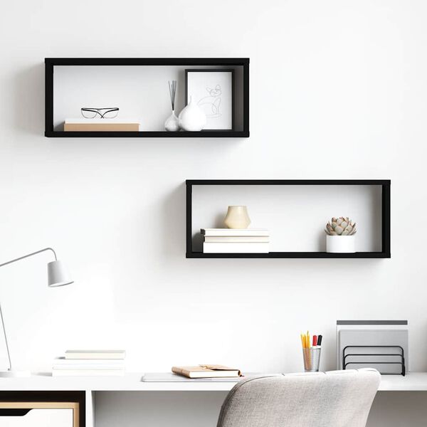 vidaXL kuubikukujulised seinariiulid 2 tk, must, 60x15x23 cm tehispuit