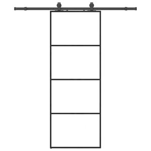 vidaXL liuguks tarvikutega, must, 76 x 205 cm, ESG-klaas