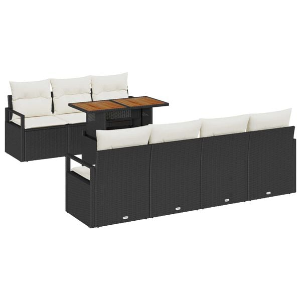 vidaXL Aia Diivanikomplekt ladustamisega 8 pcs Must Pol&uuml;rooster