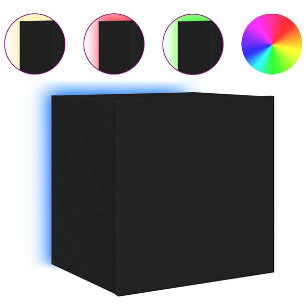 vidaXL teleri seinakapp LED-tuledega, must, 40,5 x 35 x 40 cm