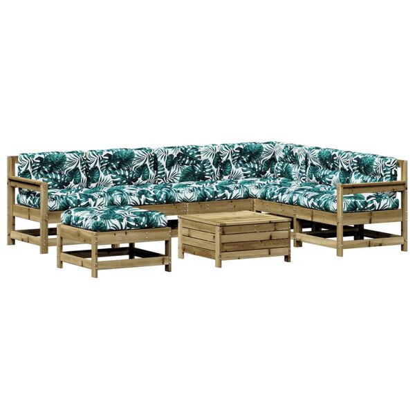 vidaXL 8-osaline aiam&ouml;&ouml;bli komplekt patjadega, immutatud m&auml;nnipuit