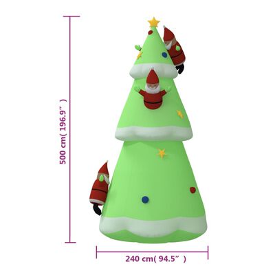 vidaXL täispuhutav jõulupuu LEDidega 500 cm