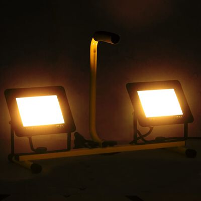 vidaXL käepidemega LED-prožektor 2x50 W, soe valge