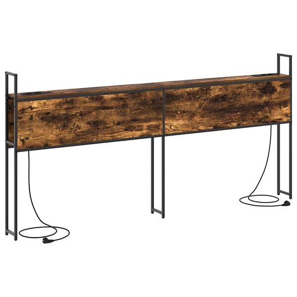 vidaXL S&auml;ilitusega peatoed laadimisjaamaga Suitsutatud tamm 200 cm