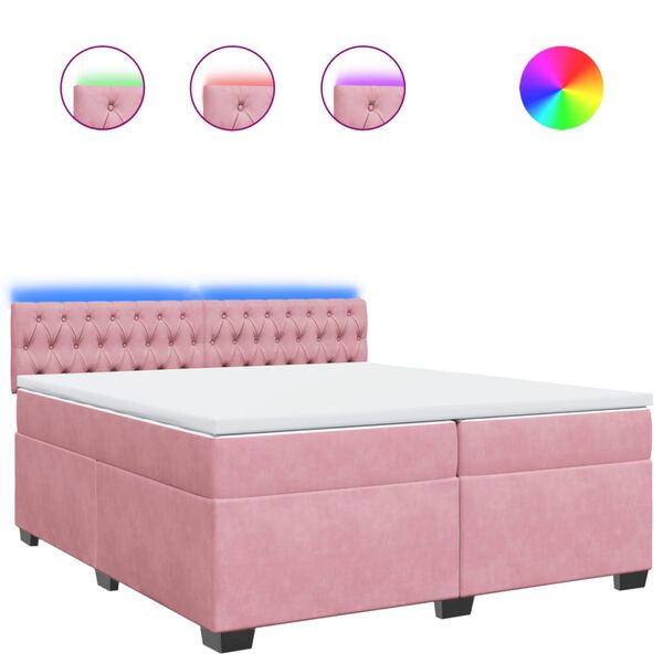 vidaXL kontinentaalvoodi madratsiga, roosa, 200x200 cm, samet