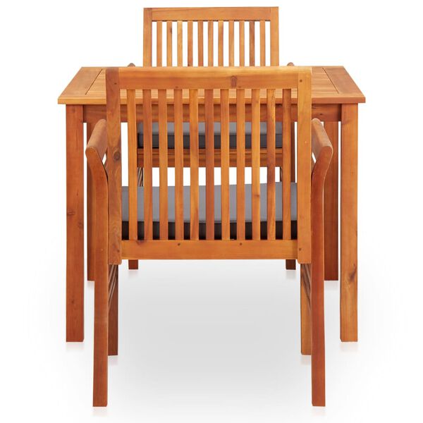 vidaXL 3-osaline aiamööblikomplekt patjadega, akaatsiapuit