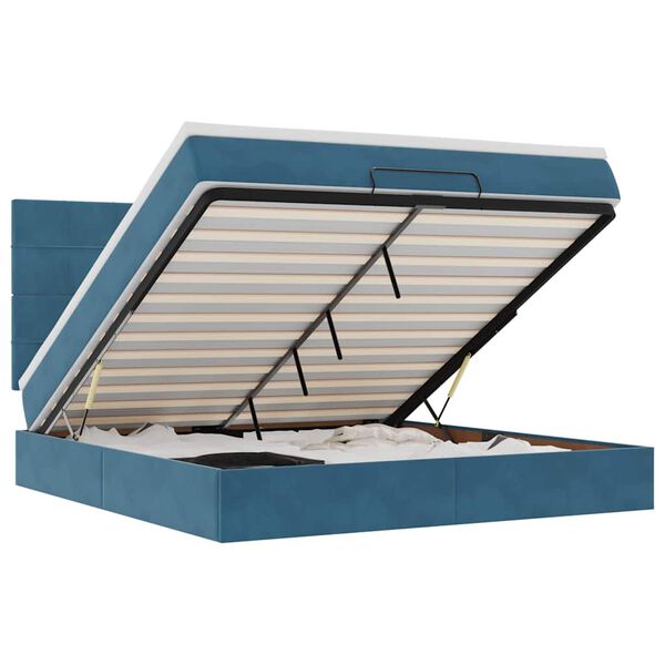 vidaXL Ottomani voodiraam madratsitega, tumesinine, 160x200 cm, samet