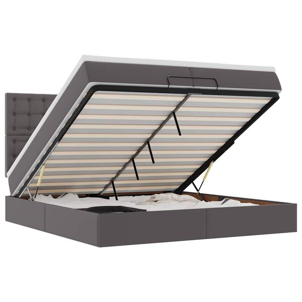 vidaXL Ottomani voodiraam madratsitega, hall, 200x200cm, kunstnahk