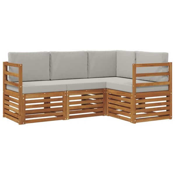 vidaXL Diivanikomplektid 4 pcs Looduslik ja Hele Hall Tugev akatsiapuu