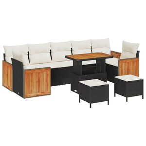 vidaXL Aia Diivanikomplekt padjaga 10 pcs Must ja kreem