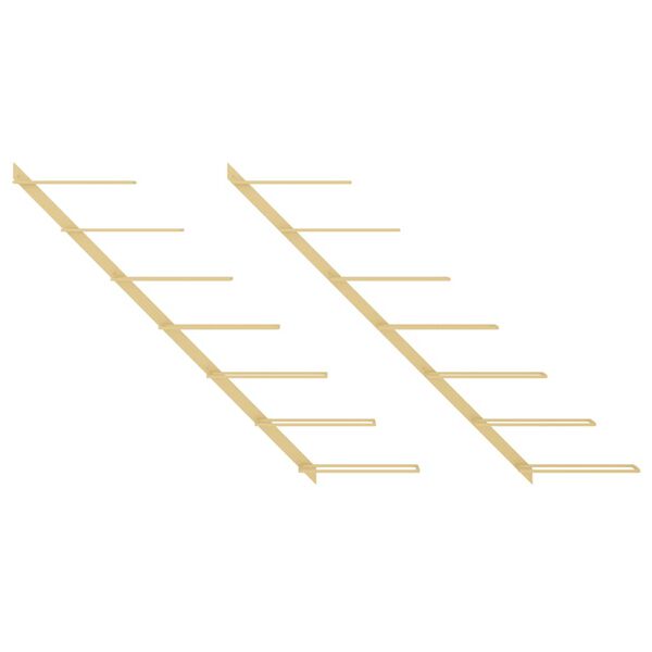 vidaXL seinale kinnitatav veiniriiul 7 pudelile 2 tk, kuldne raud