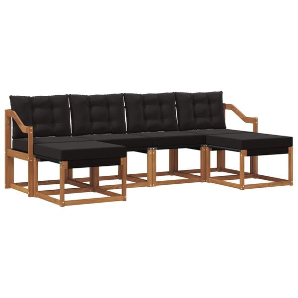 vidaXL V&auml;li diivanikomplekt padjaga 6 pcs Looduslik ja must