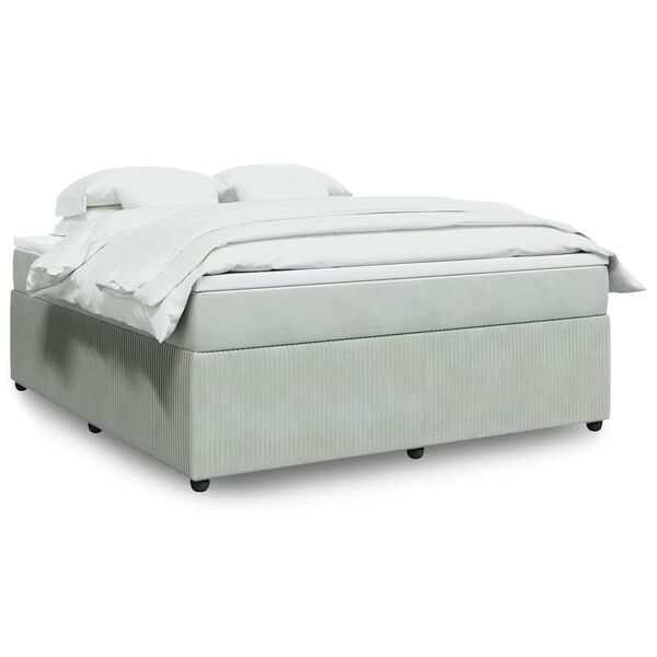 vidaXL kontinentaalvoodi madratsiga, helehall, 180x200 cm, samet