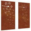 vidaXL aia seinakaunistus, 2 osa, 105x55 cm, Corteni teras lilledisain