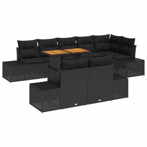 vidaXL Aia Diivanikomplekt ladustamisega 9 pcs Must Pol&uuml;rooster