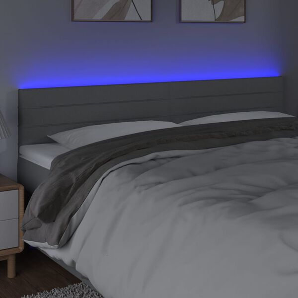 vidaXL LED-voodipeats, helehall, 160x5x78/88 cm, kangas