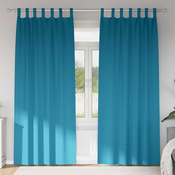 vidaXL Kardinad r&otilde;ngastega 2 pcs T&uuml;rkiis 245 x 140 cm Pol&uuml;ester