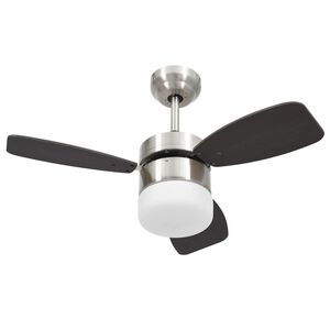 vidaXL laeventilaator valgustuse ja puldiga, 76 cm, tumepruun