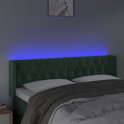vidaXL LED-voodipeats, tumeroheline, 147x16x78/88 cm, samet