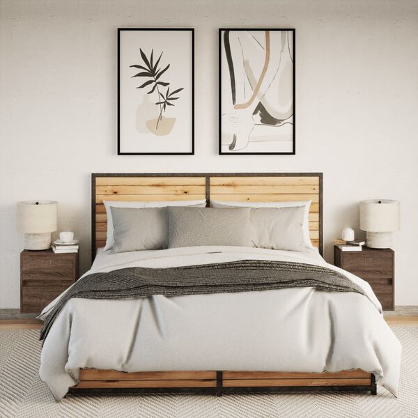 vidaXL seinale kinnitatavad öökapid LED-tuledega 2 tk, pruun tamm