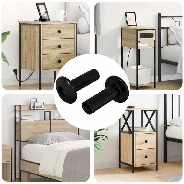 vidaXL K&auml;ppa mutrid 2 pcs Must M4 x 14,5 mm Raud