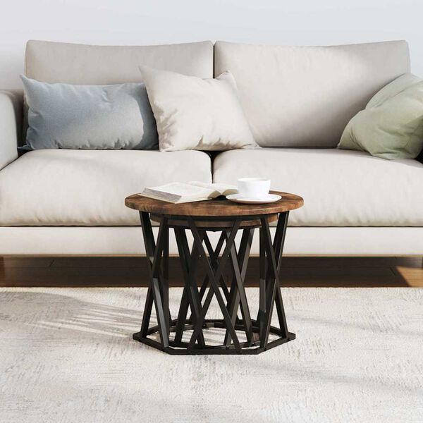 vidaXL Külglaud 2 pcs Suitsetatud tamm Töödeldud puit ja teras